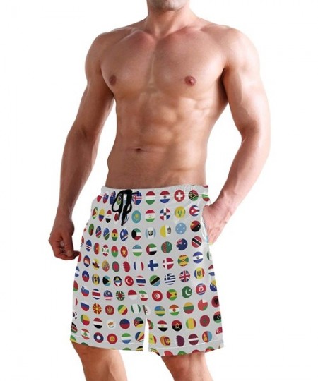 Board Shorts Men's Quick Dry Swim Trunks with Pockets Beach Board Shorts Bathing Suits - World Flags - CQ195292CSI