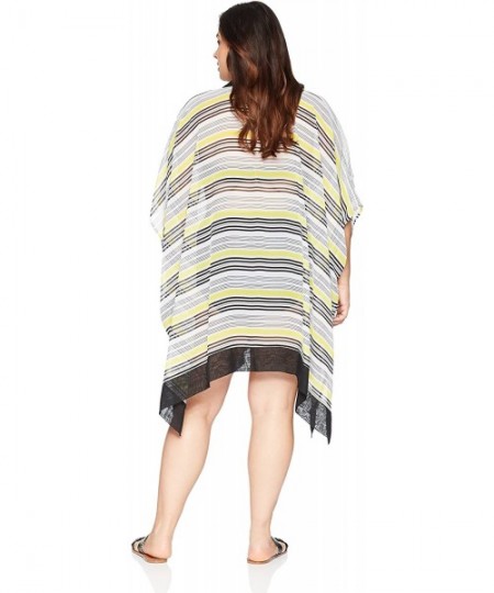 Cover-Ups Women's Plus Size Cover Up - Cabana Stripe Yellow - CQ1868DZG4T