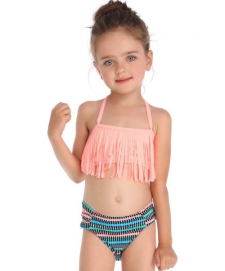 Sets Mommy and Daughter Family Matching Swimsuits Two Piece Tassel Bikini Set Bathing Set - Orange - CN18QMG6Y5Y