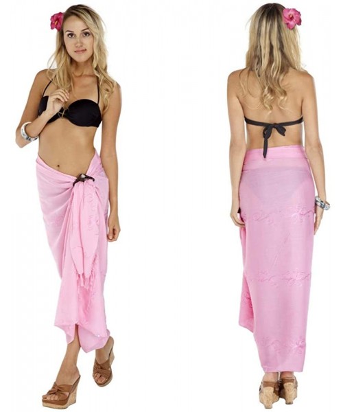 Cover-Ups Womens Embroidered Swimsuit Sarongs in Your Choice of Color - Pink-booklet - CV18U03YHGM