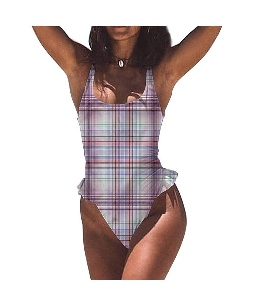 Bottoms Bikini Set Checkered- Classic Tartan Diagonal Very Flattering Style - Multi 12-one-piece Swimsuit - CP19E79AT6K