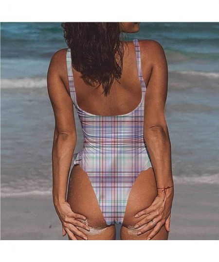 Bottoms Bikini Set Checkered- Classic Tartan Diagonal Very Flattering Style - Multi 12-one-piece Swimsuit - CP19E79AT6K