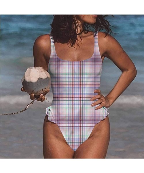 Bottoms Bikini Set Checkered- Classic Tartan Diagonal Very Flattering Style - Multi 12-one-piece Swimsuit - CP19E79AT6K