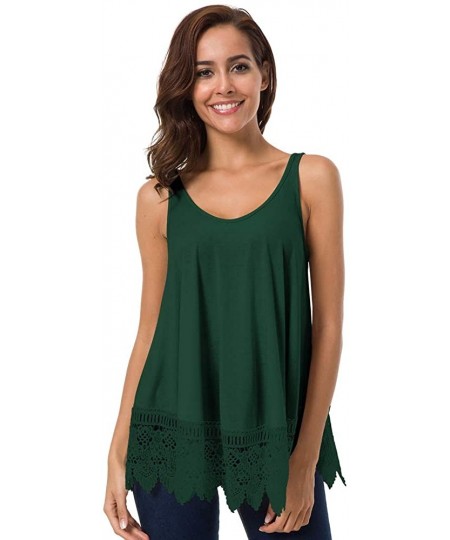 Tankinis Women Flowy Tank Tops Long - Backless Sexy Tunic Tops Stretch A-Line Loose Sleeveless Shirts Lace Trim - Green - C11...