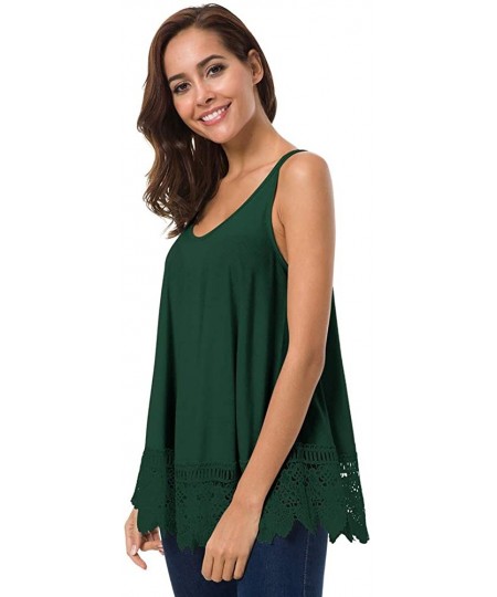 Tankinis Women Flowy Tank Tops Long - Backless Sexy Tunic Tops Stretch A-Line Loose Sleeveless Shirts Lace Trim - Green - C11...