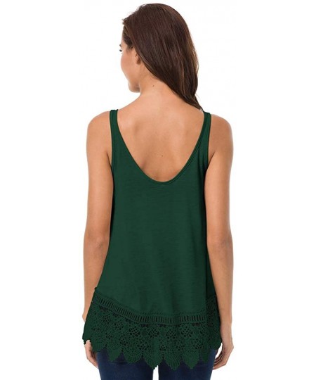 Tankinis Women Flowy Tank Tops Long - Backless Sexy Tunic Tops Stretch A-Line Loose Sleeveless Shirts Lace Trim - Green - C11...