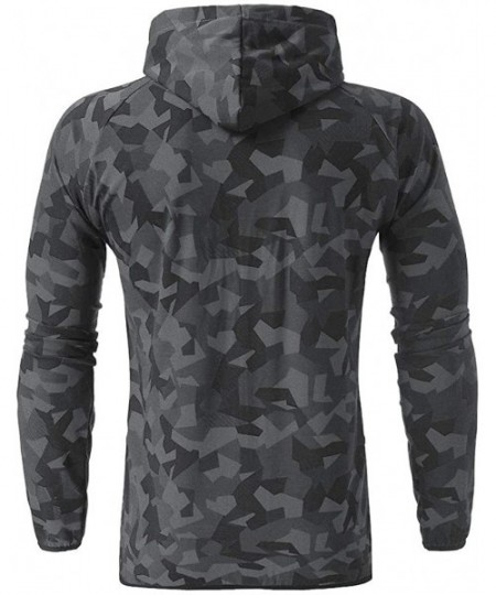 Trunks Mens Camouflage Print Zipper Hoodies Casual Long Sleeve Hooded Sweatshirt Drawstring Slim Fit Sport Outwear - Black - ...