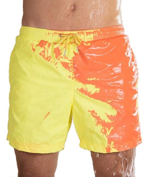 Trunks Men Swimming Trunks Funny Color Changing Swim Trunks-Temperature Sensitive Beach Swim Shorts with Mesh Lining - Yellow...