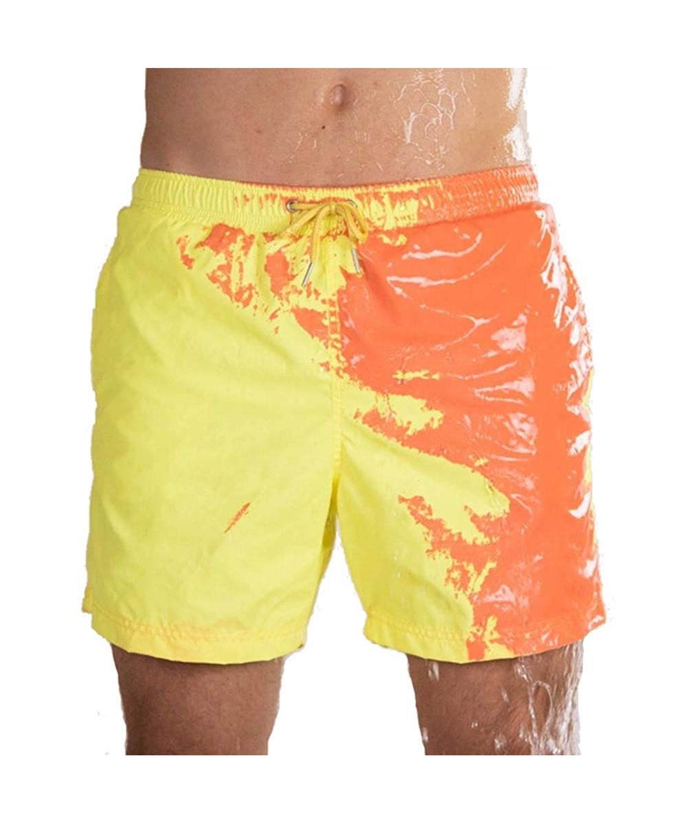 Trunks Men Swimming Trunks Funny Color Changing Swim Trunks-Temperature Sensitive Beach Swim Shorts with Mesh Lining - Yellow...