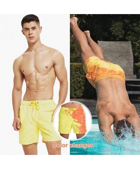 Trunks Men Swimming Trunks Funny Color Changing Swim Trunks-Temperature Sensitive Beach Swim Shorts with Mesh Lining - Yellow...