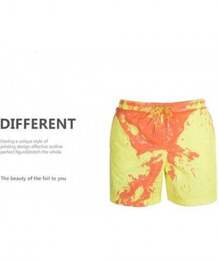 Trunks Men Swimming Trunks Funny Color Changing Swim Trunks-Temperature Sensitive Beach Swim Shorts with Mesh Lining - Yellow...