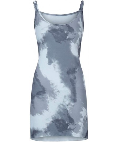 Cover-Ups Women Tunic Tops Dresses Lady Plus Size Vintage Print Sleeveless Evening Party Mini Dress - 01-gray - CL199Y3SUK5