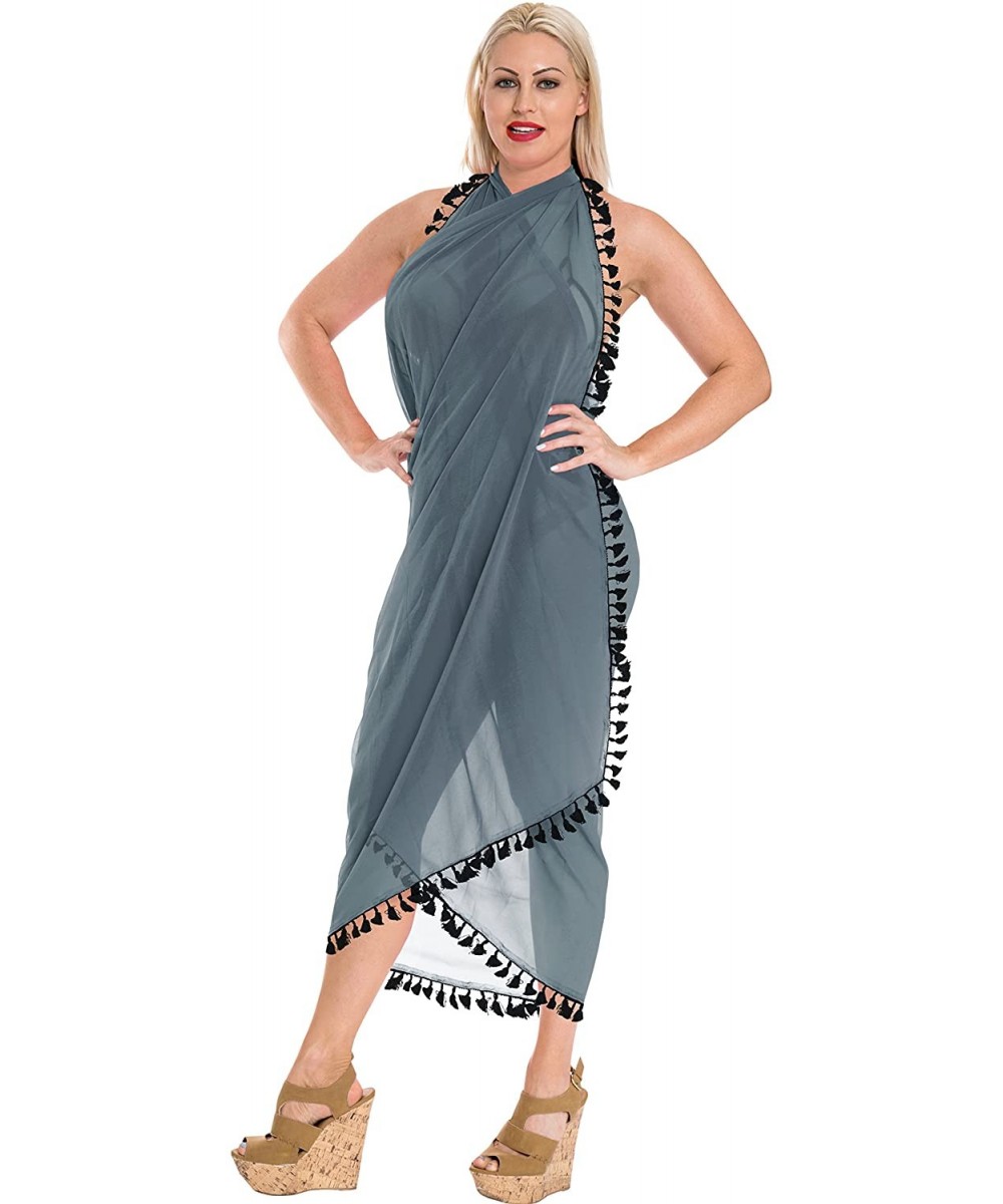 Cover-Ups Women's Swimsuit Cover Up Beach Wrap Skirt Hawaii Sarongs Full Long C - Grey_b318 - C2180642308