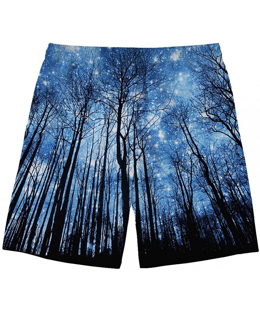 Board Shorts Quick Drying Summer Beachwear Mens Boys Swim Trunks Board Shorts Mesh Lining Breechcloth - Night Forest - CX1964...