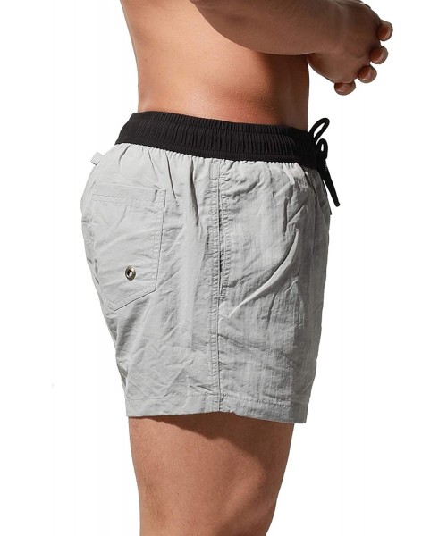 Board Shorts Men's Short Loose Swimwear Sports Label Board Shorts Surf Swimsuit - Grey - C5198O999TL