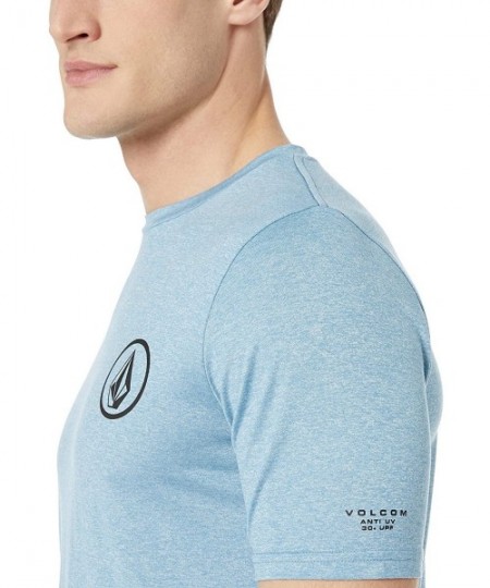 Rash Guards Men's Lido Heather Short Sleeve Rashguard - Vintage Blue - CT18H0O4MQX