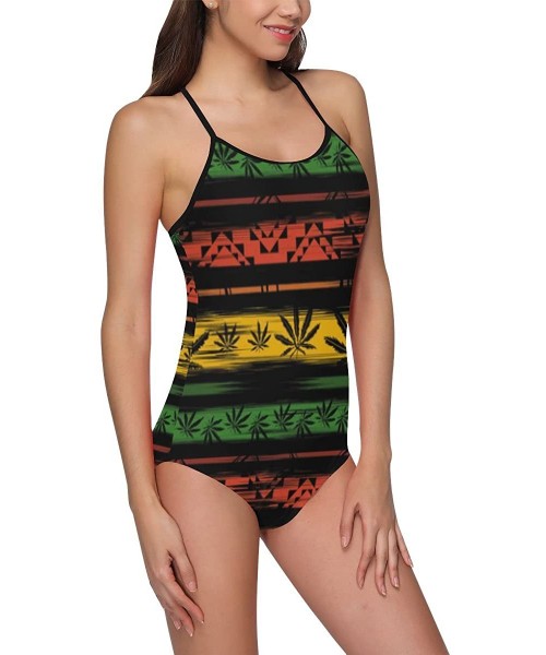 One-Pieces Tropical Pineapple Leaf Scale One Piece Swimsuit Swimwear Bathing Suit for Women Juniors (XS-3XL) - Multi 11 - CA1...