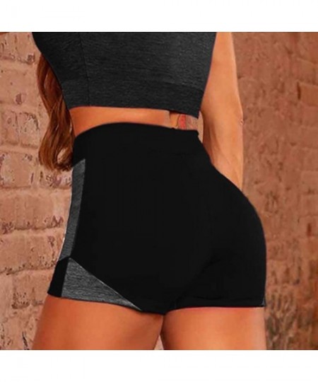 Board Shorts Womens Splice Elastic High Waist Leggings Tight Sports Shorts Yoga Pants Bottom boy Shorts - Black - C0190X89QYC