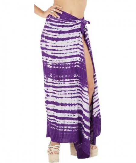 Cover-Ups Women's Beach Wear Bikini Wrap Skirt Sarong Cover Ups Skirt Hand Paint - Autumn Purple_b595 - CV1888ES802