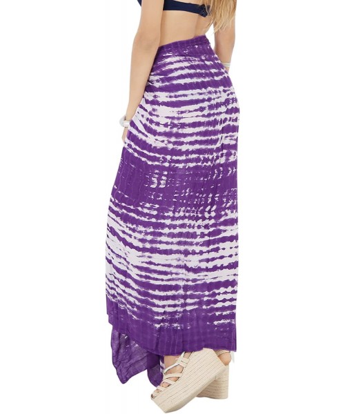 Cover-Ups Women's Beach Wear Bikini Wrap Skirt Sarong Cover Ups Skirt Hand Paint - Autumn Purple_b595 - CV1888ES802