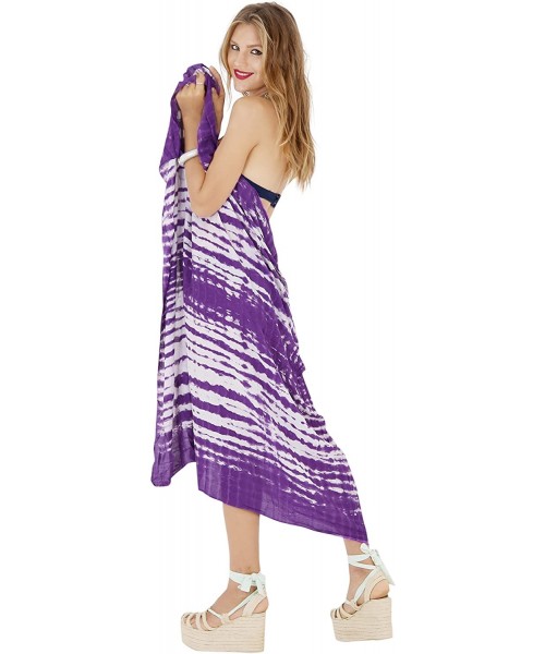 Cover-Ups Women's Beach Wear Bikini Wrap Skirt Sarong Cover Ups Skirt Hand Paint - Autumn Purple_b595 - CV1888ES802