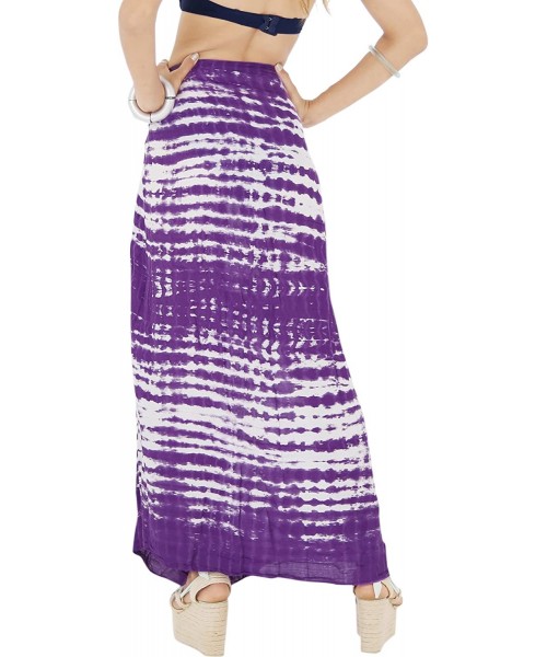 Cover-Ups Women's Beach Wear Bikini Wrap Skirt Sarong Cover Ups Skirt Hand Paint - Autumn Purple_b595 - CV1888ES802