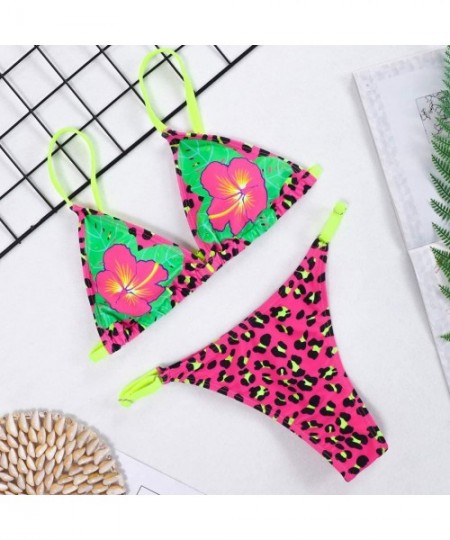 Sets Womens Push Up Two Piece Bikini Swimsuits Bandeau Bathing Suits Bikini Set Tie Side Swimsuit Swimwear - Pink - CD195HAKIGC