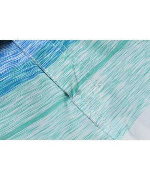 Board Shorts Men's Beach Wear Board Shorts with Pocket in White Blue Wave Stripes - C812BUTMIDN