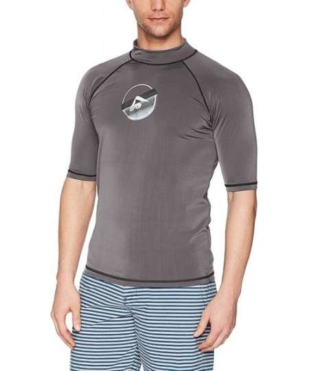 Rash Guards Men's Mercury UPF 50+ Short Sleeve Sun Protective Rashguard Swim Shirt - Echelon Charcoal - CO1800DMDKM