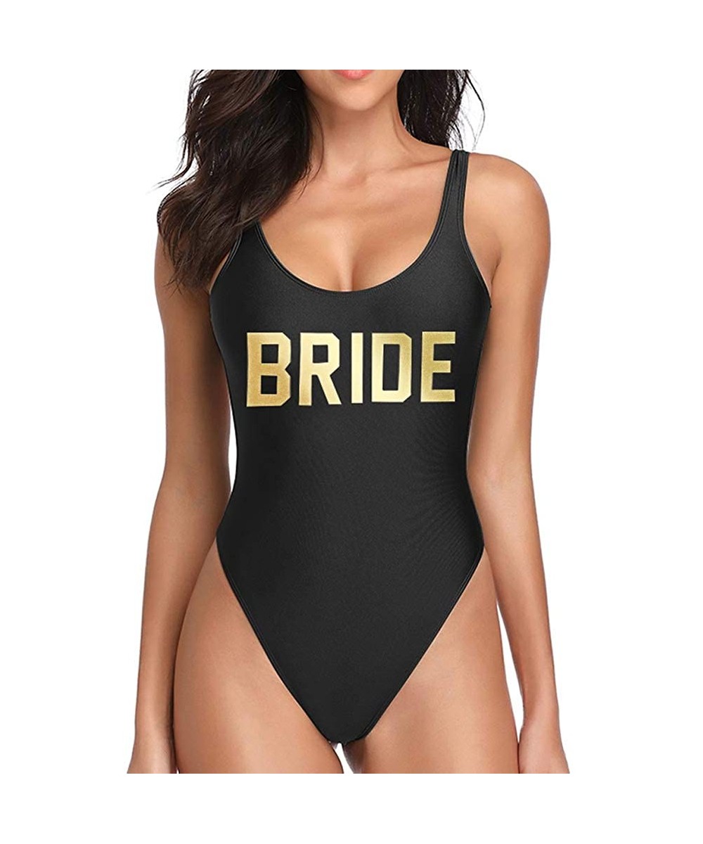 One-Pieces Baywatch-Inspired One Piece Swimsuit with High Cut and Low Back for Women - Black-bride - CR1843W33AO