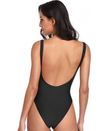 One-Pieces Baywatch-Inspired One Piece Swimsuit with High Cut and Low Back for Women - Black-bride - CR1843W33AO