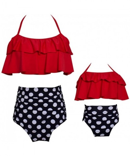 Sets Tassel 2Pcs Family Chic Bikinis Swimsuits Swimwear Beachwear for Girl Kid Child Teens Women - C-red - C118OACTIXM