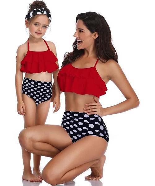 Sets Tassel 2Pcs Family Chic Bikinis Swimsuits Swimwear Beachwear for Girl Kid Child Teens Women - C-red - C118OACTIXM