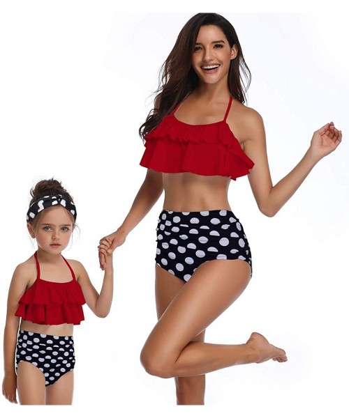 Sets Tassel 2Pcs Family Chic Bikinis Swimsuits Swimwear Beachwear for Girl Kid Child Teens Women - C-red - C118OACTIXM