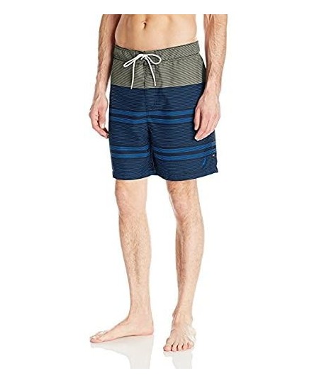 Trunks Men's Quick Dry Striped Swim Trunk - Sunshine - CD12N0JR789