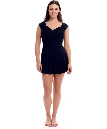 One-Pieces Women's Shelf Bra Tummy Control Swim Dress - Black Style 1 - CS195LQ2GUK