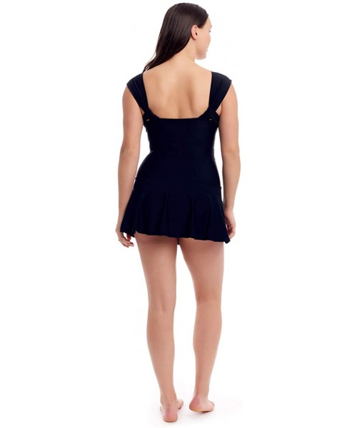 One-Pieces Women's Shelf Bra Tummy Control Swim Dress - Black Style 1 - CS195LQ2GUK