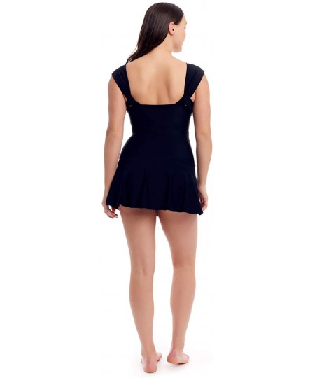 One-Pieces Women's Shelf Bra Tummy Control Swim Dress - Black Style 1 - CS195LQ2GUK