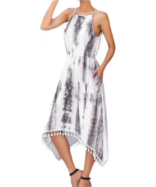 Cover-Ups Women's Summer Dresses Beach Tie-dye Printing Dress Casual Sling Irregular Beach Dresse - 4 - CV190C0MUD7