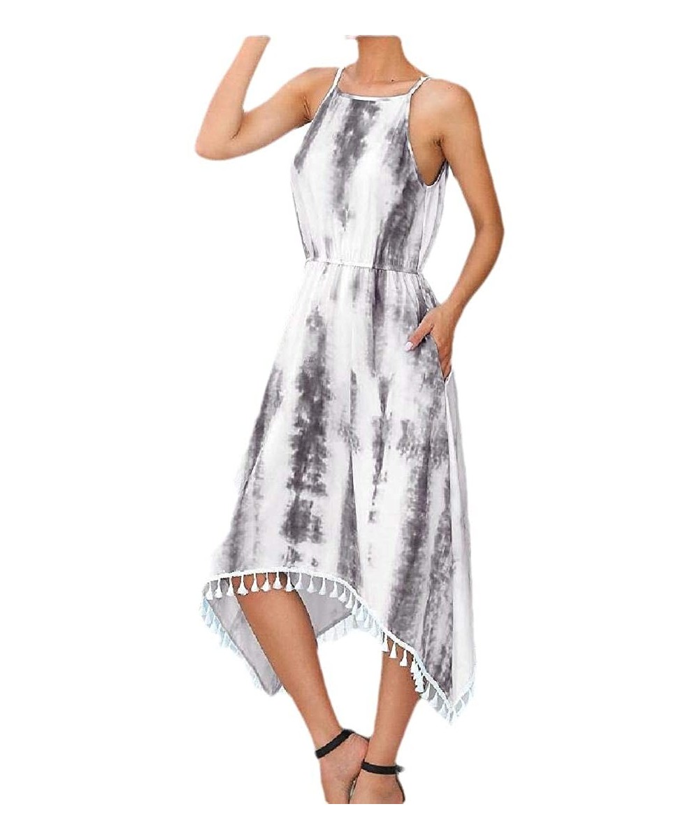 Cover-Ups Women's Summer Dresses Beach Tie-dye Printing Dress Casual Sling Irregular Beach Dresse - 4 - CV190C0MUD7