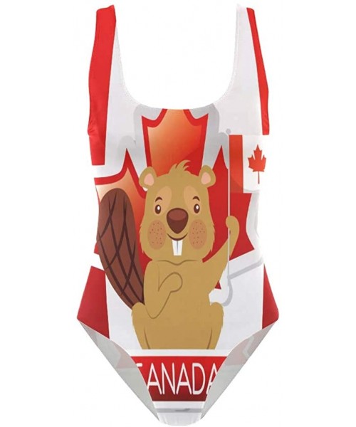 One-Pieces Womens 2019 Pop Art Style One Piece Monokini Swimsuit Sexy Backless Retro Bathing Suit - Canada Day - CI18M3WD4UZ