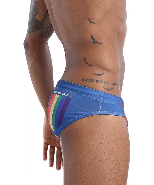 Trunks Mens Sexy Swim Briefs Square Leg Swimsuit Swimwear with Pad - Darkblue - CY194UE73II