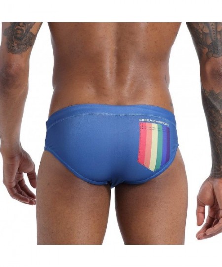 Trunks Mens Sexy Swim Briefs Square Leg Swimsuit Swimwear with Pad - Darkblue - CY194UE73II