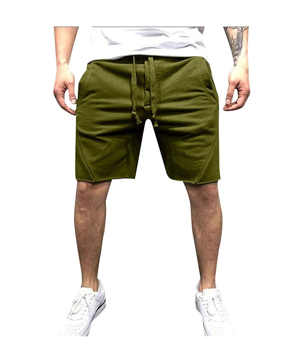 Racing Loose Straight Denim ShortsFashion Casual Sports Jogging Elasticated Waist Shorts Pants Trousers - Armygreen - CL18W38...