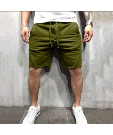 Racing Loose Straight Denim ShortsFashion Casual Sports Jogging Elasticated Waist Shorts Pants Trousers - Armygreen - CL18W38...