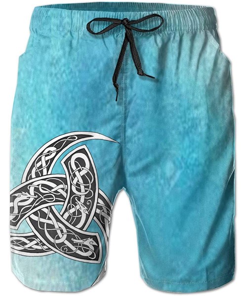 Board Shorts Odin's Tri-Horn Norse Celtic Men's Quick Dry Swim Trunks Beach Shorts - C719CGIWR9Q