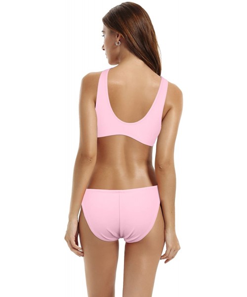 Sets Women's Raceback Twist Bikini Bathing Suits - Euphoria Pink - CL12IIRD04L