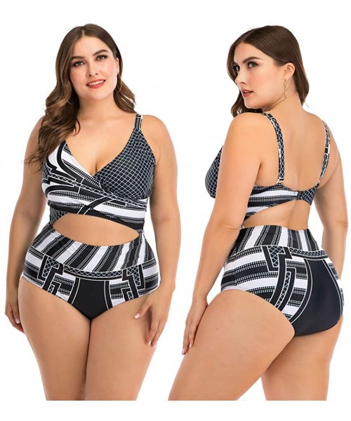 Bottoms Plus Size Swimsuits for Women- Womens Two Piece Print Bathing Suits Bikini Set Padded Swimwear Beachwear - Gray - CS1...