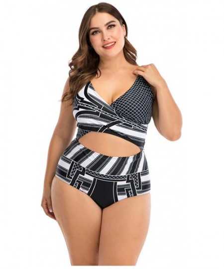 Bottoms Plus Size Swimsuits for Women- Womens Two Piece Print Bathing Suits Bikini Set Padded Swimwear Beachwear - Gray - CS1...