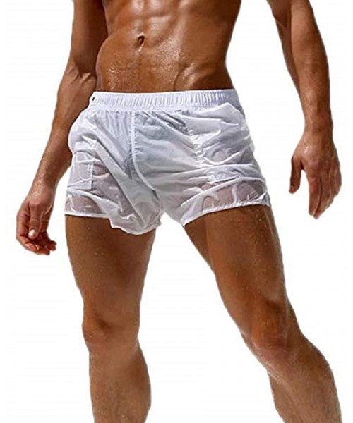 Board Shorts Men's Sexy Shorts Translucent Casual Swim Trunks Beach Pants Quick-Dry - White - CK1908G3TTC